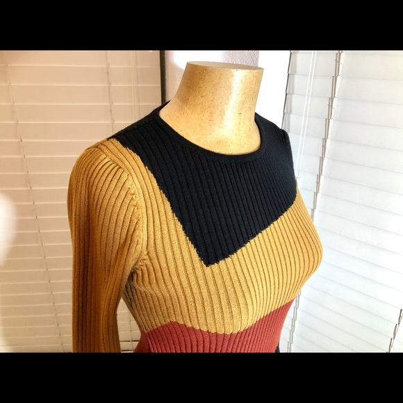 SPENSE STRAIGHT black knitted DRESS S M long slee - Picture 2 of 8